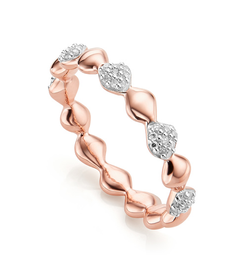 Rose Gold Vermeil Nura Teardrop Mixed Eternity Diamond Ring - Diamond - Monica Vinader