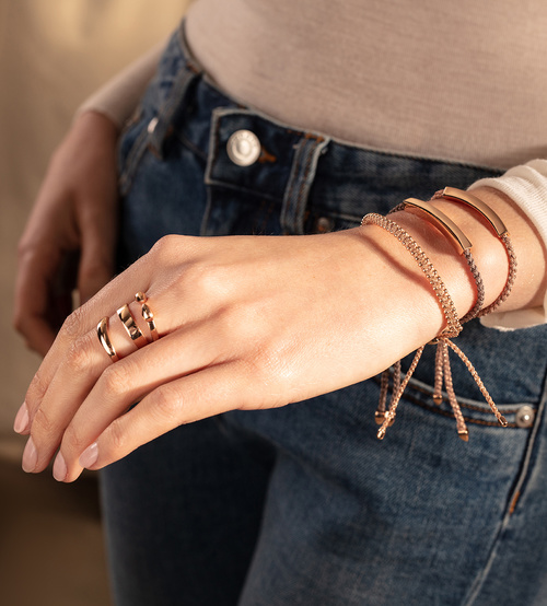 Alternate view of Rose Gold Vermeil Linear Friendship Bracelet - Rose Gold Metallica - Monica Vinader