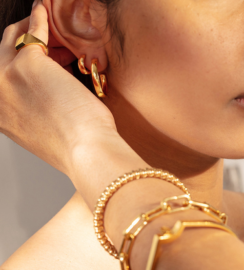 Alternate view of Gold Vermeil Fiji Large Hoop Earrings - Monica Vinader