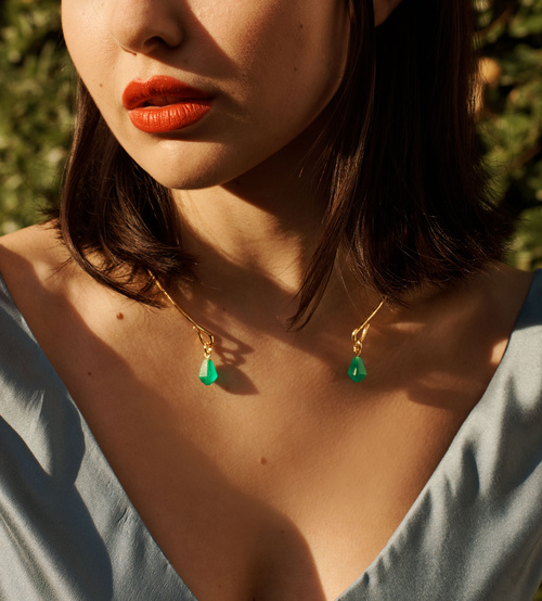 Alternate view of Gold Vermeil Doina Gemstone Pendant Charm - Green Onyx - Monica Vinader