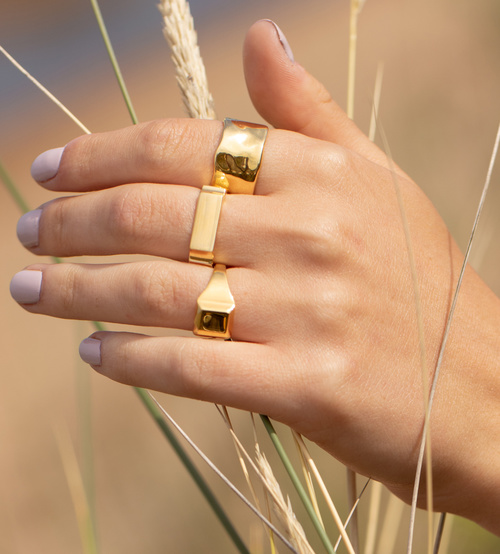 Alternate view of Gold Vermeil Signature Wide Ring - Monica Vinader