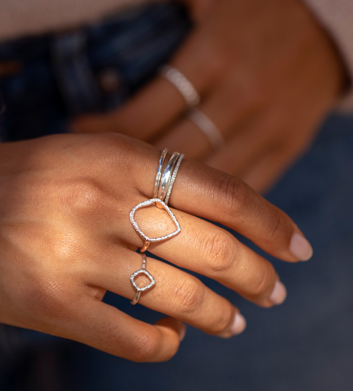 Alternate view of Sterling Silver Riva Diamond Hoop Ring - Diamond - Monica Vinader