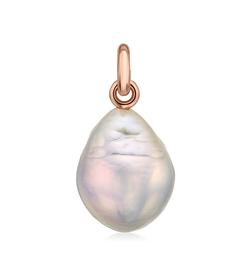 Rose Gold Vermeil Nura Baroque Pearl Pendant Charm - Pearl - Monica Vinader