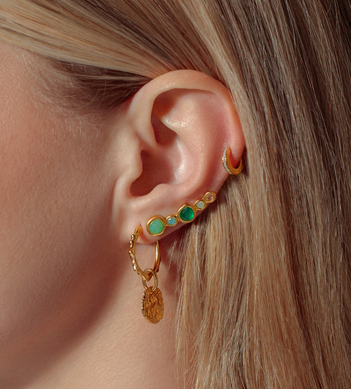 Alternate view of Gold Vermeil Skinny Huggie Diamond Earrings - Diamond - Monica Vinader