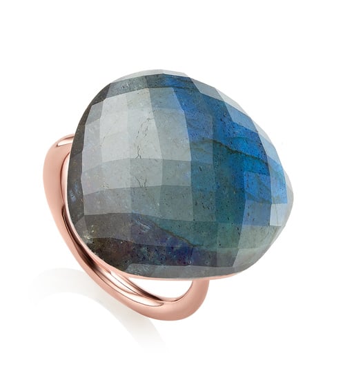Rose Gold Vermeil Nura Large Pebble Ring - LIMITED EDITION - Labradorite - Monica Vinader