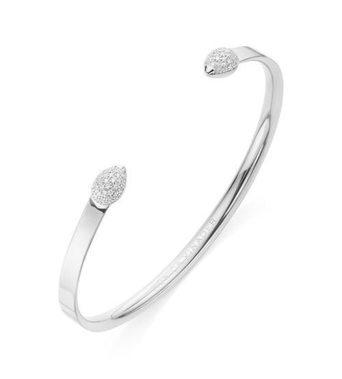 Sterling Silver Fiji Bud Diamond Cuff - Diamond - Monica Vinader