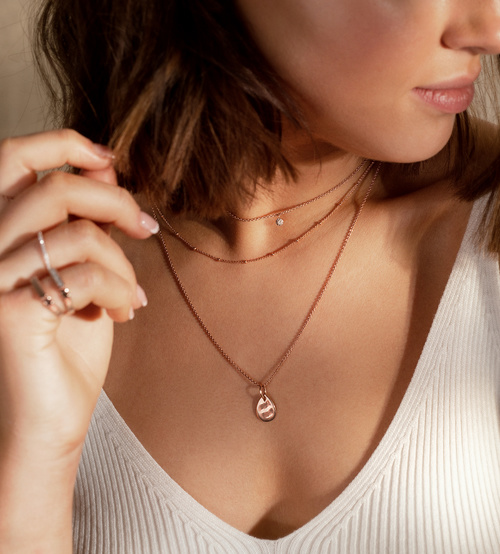 Alternate view of Rose Gold Vermeil Ziggy Mini Petal Pendant Charm - Monica Vinader