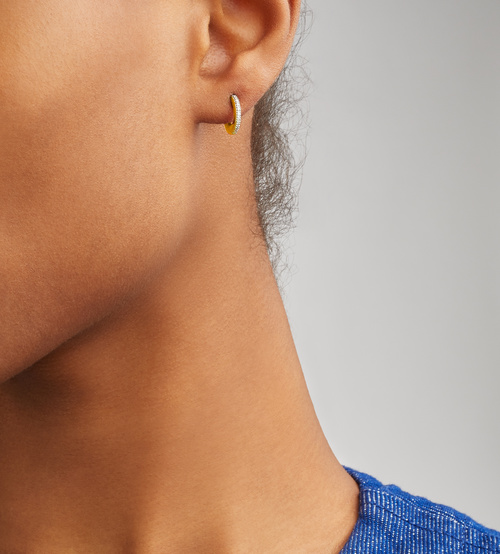 Alternate view of Gold Vermeil Fiji Small Skinny Hoop Diamond Earrings - Diamond - Monica Vinader