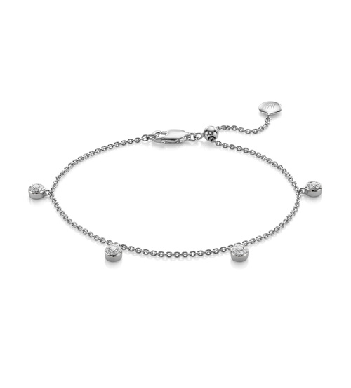 Sterling Silver Fiji Tiny Button Diamond Bracelet - Diamond - Monica Vinader