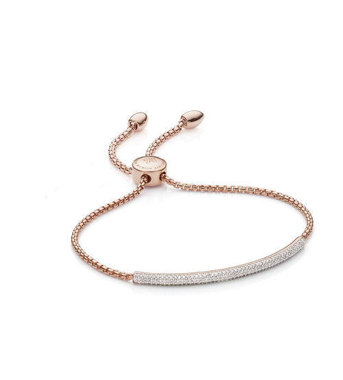 Rose Gold Vermeil Fiji Diamond Mini Bar Bracelet - Diamond - Monica Vinader