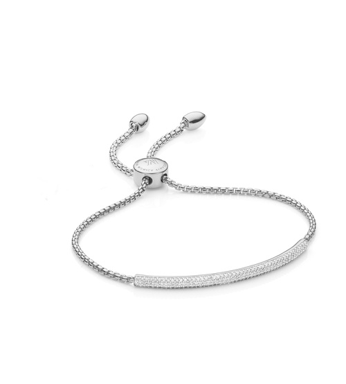Sterling Silver Fiji Diamond Mini Bar Bracelet - Diamond - Monica Vinader