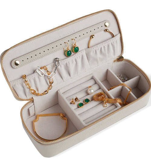 Alternate view of Leather Personalised Large Leather Trinket Box with dustbag - Pebble Grey - Monica Vinader