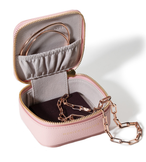 Alternate view of Leather Personalised Leather Trinket Box with dustbag - Pale Pink - Monica Vinader