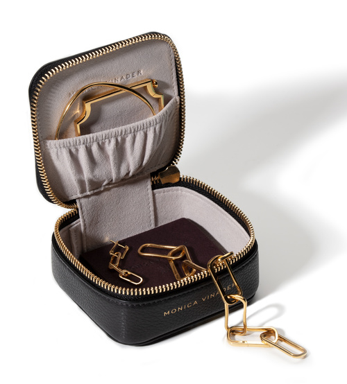 Alternate view of Leather Personalised Leather Trinket Box with dustbag - Black - Monica Vinader
