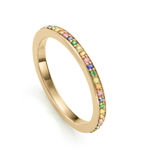 Gold Vermeil Skinny Sapphire Eternity Ring - Sapphire Mix - Monica Vinader