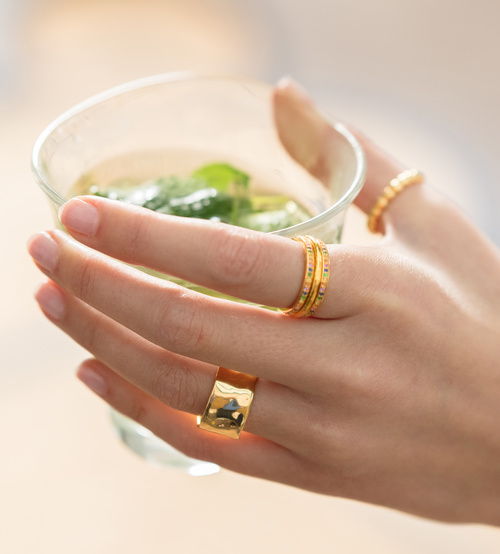 Alternate view of Gold Vermeil Skinny Sapphire Eternity Ring - Sapphire Mix - Monica Vinader