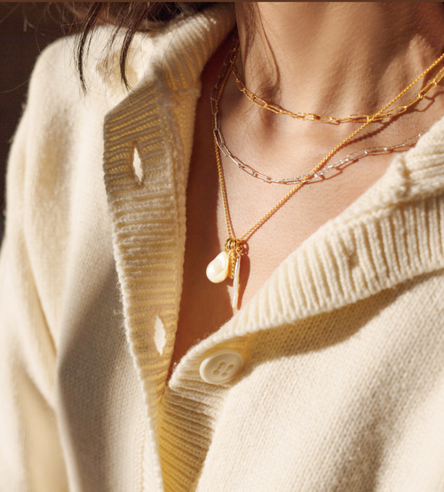 Alternate view of Gold Vermeil Alta Textured Chain Necklace - Monica Vinader