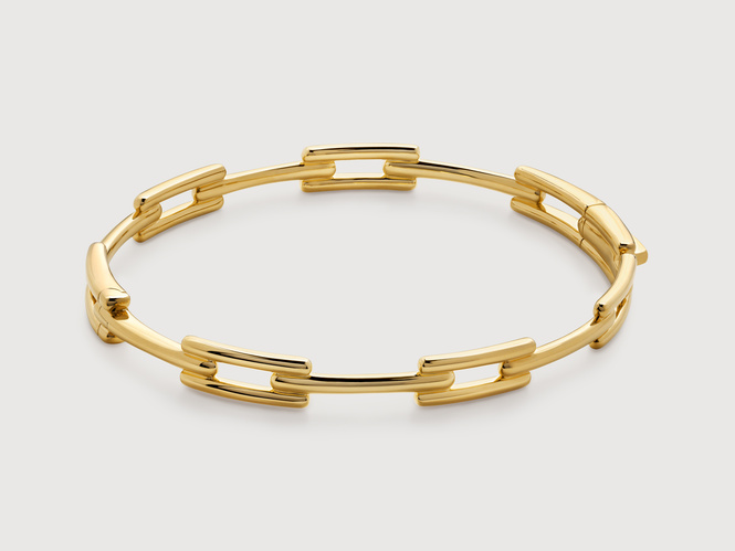 Gold Vermeil Signature Link Skinny Bangle - Monica Vinader