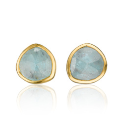 Gold Vermeil Siren Stud Earrings - Aquamarine