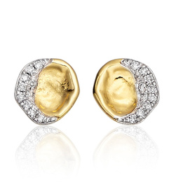 Gold Vermeil Riva Diamond Shore Stud Earring - Diamond - Monica Vinader