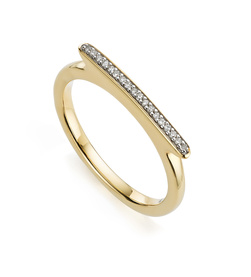 Gold Vermeil Skinny Bar Ring - Diamond - Monica Vinader