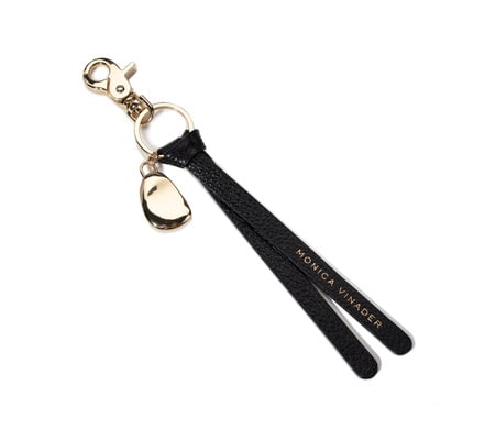 Leather Keyring in Leather - Black | Jewellery by Monica Vinader US