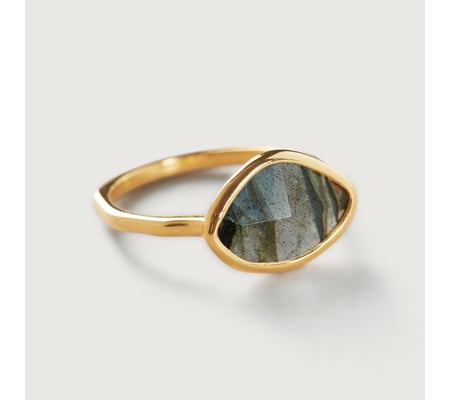 Gold Vermeil Petal Ring - Labradorite
