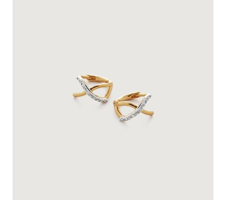 Gold Vermeil Riva Crossover Diamond Mini Huggie Earrings - Diamond