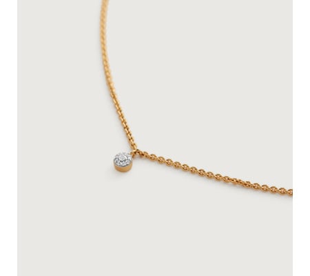 Gold Vermeil Fiji Tiny Button Single Diamond Necklace Adjustable 43cm/17' - Diamond