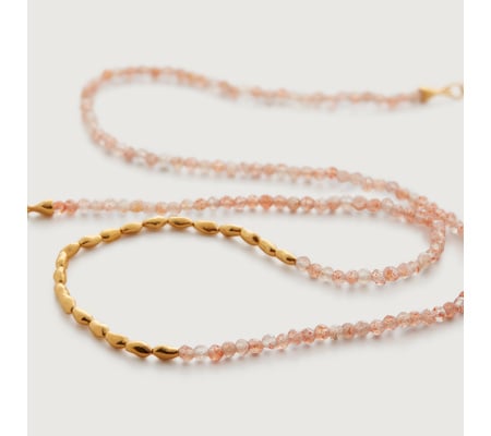 Gold Vermeil Mini Nugget Gemstone Beaded Necklace - Golden Sandstone