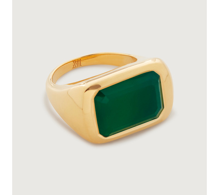 Gold Vermeil Power Cocktail Ring - Green Onyx