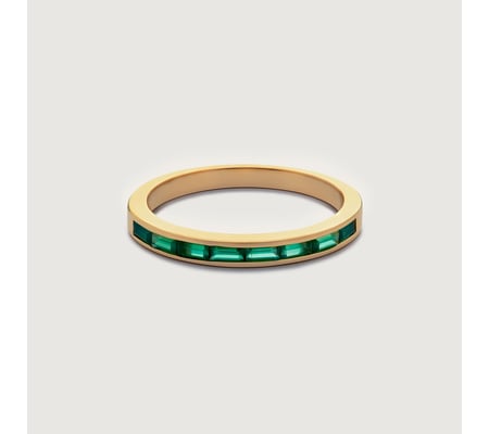 Gold Vermeil Mini Baguette Gemstone Half Eternity Ring - Green Onyx