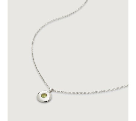Sterling Silver August Birthstone Chain Necklace - Peridot