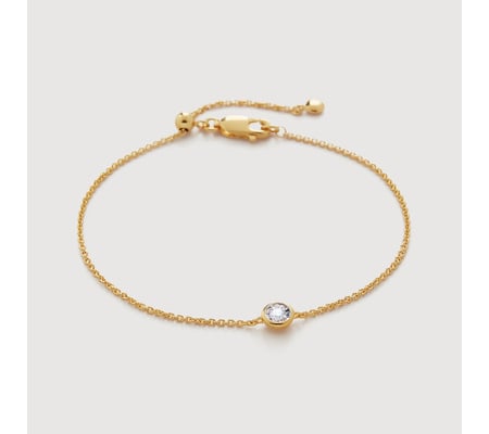 Gold Vermeil Solitaire Diamond Chain Bracelet 2.5mm - Lab Grown Diamond