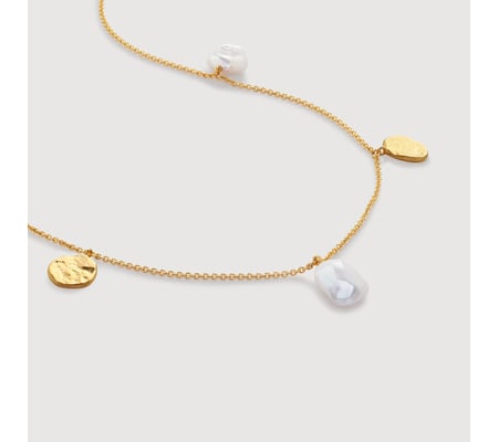 Capri Keshi Pearl Station Chain Necklace | Monica Vinader