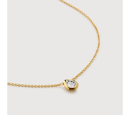 Gold Vermeil Pear Diamond Chain Necklace 2.5mm - Lab Grown Diamond