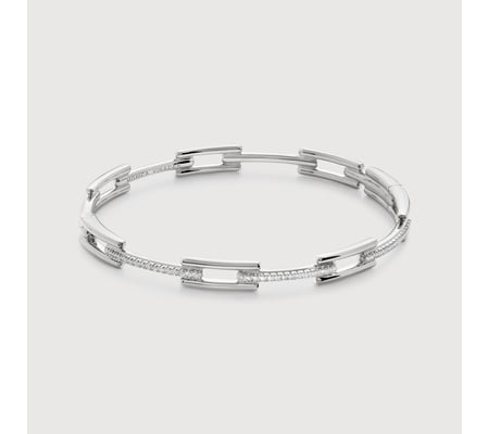 Signature Link Diamond Slim Bangle | Monica Vinader