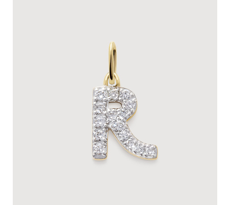 Diamond Initial R Pendant in 14k Solid Gold and Lab Grown Diamond ...