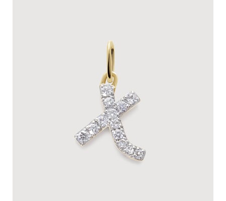 X In Diamond Rune Diamond Initial X Pendant in 14k Solid Gold and Lab Grown Diamond ...