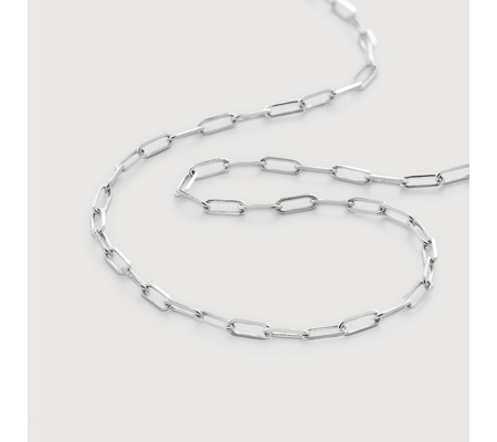 Paperclip Chain Necklace Adjustable 46cm/18' in 14k Solid White