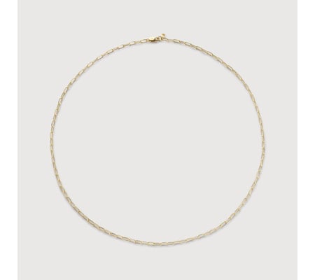 Mini Paperclip Choker Chain Necklace 16' in 14k Solid Gold