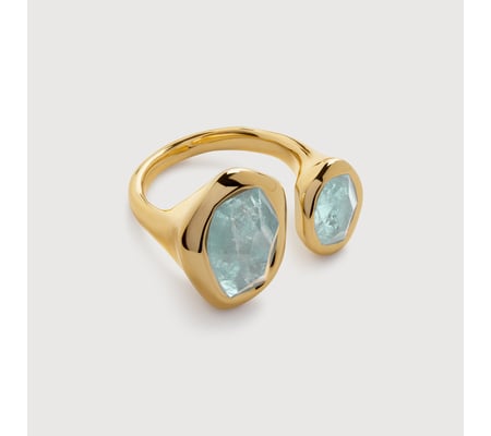 Gold Vermeil Odyssey Gemstone Open Ring - Aquamarine