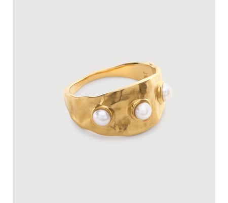 Gold Vermeil Capri Triple Pearl Ring - Capri Triple Pearl Ring - Pearl