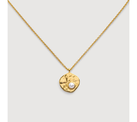 Capri Pearl Disc Necklace in 18k Gold Vermeil on Sterling Silver