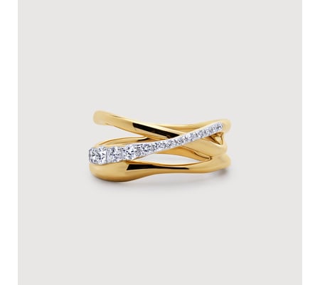 Nura Pavé Diamond Crossover Ring | Monica Vinader