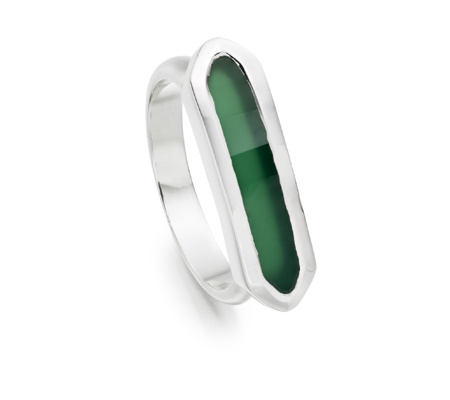 Baja Ring in Sterling Silver and Green Onyx | Jewellery by