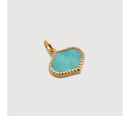 Gold Vermeil Lotus Gemstone Pendant - Amazonite
