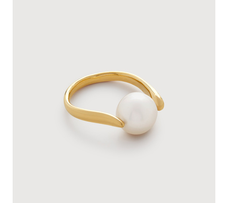 Gold Vermeil Nura Round Pearl Ring - Pearl