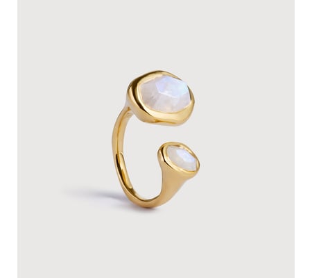Gold Vermeil Odyssey Gemstone Open Ring - Moonstone