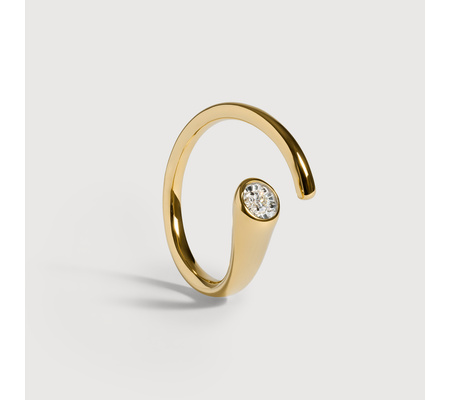 Gold Vermeil Solitaire Diamond Wrap Ring - Lab Grown Diamond